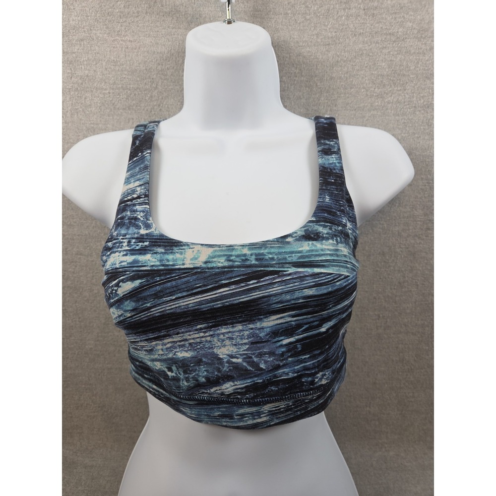 Lululemon Energy Sports Bra 6 Shorelines Multi Blues Stretch Comfort Criss Cross